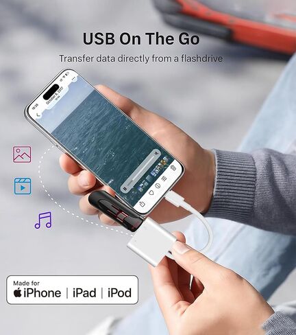 محول كاميرا ابل لايتنينج الى USB، كيبل USB 3.0 او تي جي لايفون/ايباد لتوصيل قارئ البطاقات، ذاكرة فلاش USB، قرص يو، كيبورد، ماوس، موزعات، ميدي، التوصيل والتشغيل in Kuwait