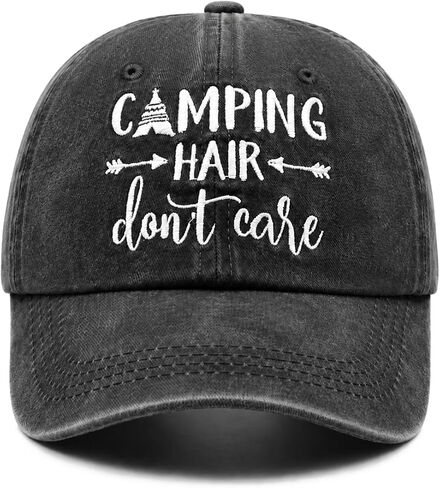 Waldeal Embroidered Camping Hair Don't Care Hat Adjustable Washed Baseball Cap for Women Men in Kuwait