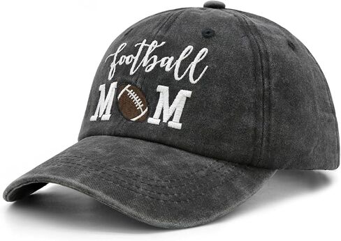 Waldeal Women's Adjustable Embroidered Football Mom Vintage Washed Dad Hat Black in Kuwait