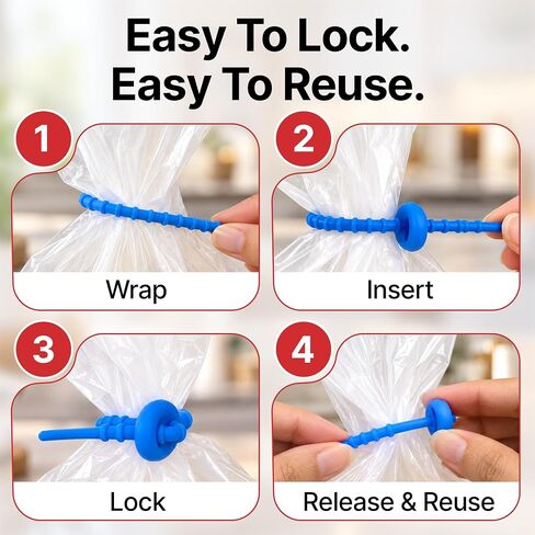Multi Purpose Silicone Zip Ties - 20 pcs - 6 inch Reusable Zip Ties - Releasable Zip Ties in Multi Color (Red, Blue, Green, Orange) - Ties for Home, Office from EcoSearene in Kuwait