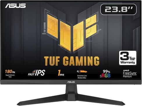 ASUS TUF Gaming 24" (23.8 inch viewable) 1080P Monitor (VG249Q3A) - Full HD, 180Hz, 1ms, Fast IPS, Extreme Low Motion Blur, FreeSync Premium, Speakers, DisplayPort, HDMI, Variable Overdrive, 99% sRGB in Kuwait