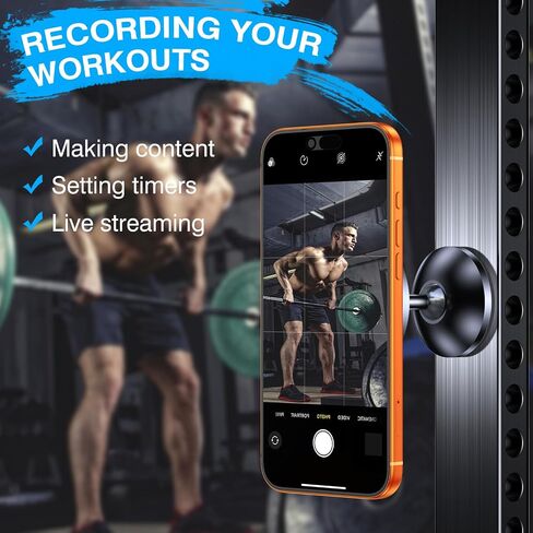 Gym Magnetic Phone Holder Mount for MagSafe【All Metal】Dual Magnetic Phone Holder for Gym Accessories Attach to Metal Surface, Gym Phone Holder Magnet for iPhone 16 15 14 13 Pro Max Gift for Men Women in Kuwait