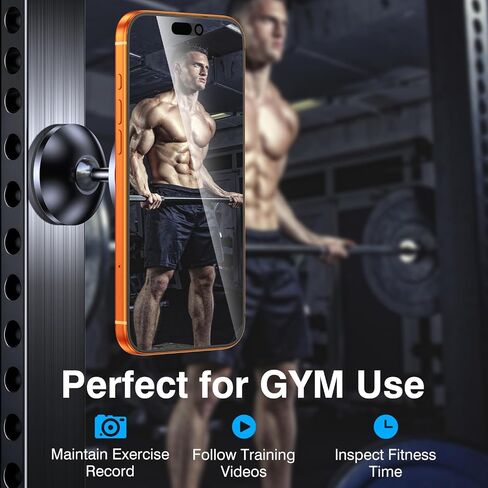 Gym Magnetic Phone Holder Mount for MagSafe【All Metal】Dual Magnetic Phone Holder for Gym Accessories Attach to Metal Surface, Gym Phone Holder Magnet for iPhone 16 15 14 13 Pro Max Gift for Men Women in Kuwait