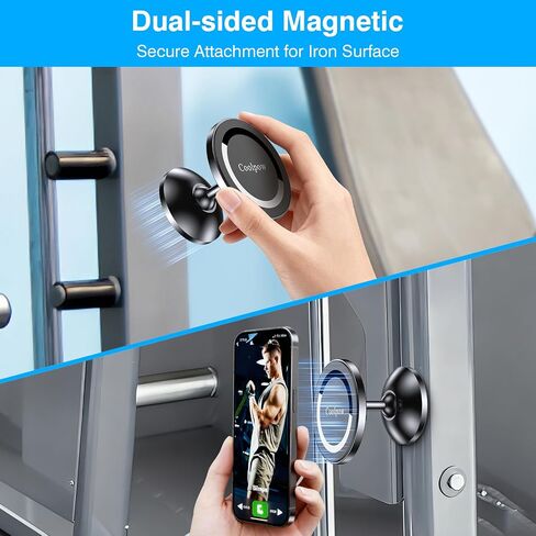 Gym Magnetic Phone Holder Mount for MagSafe【All Metal】Dual Magnetic Phone Holder for Gym Accessories Attach to Metal Surface, Gym Phone Holder Magnet for iPhone 16 15 14 13 Pro Max Gift for Men Women in Kuwait