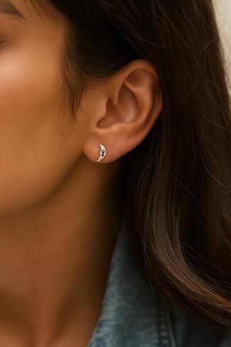 AeraVida Modern Trendy Celestial Sun and Moon .925 Sterling Silver Post Stud Earrings | Casual Sterling Silver Stud Earring for Women | Jewelry Gift for All Occasions in Kuwait