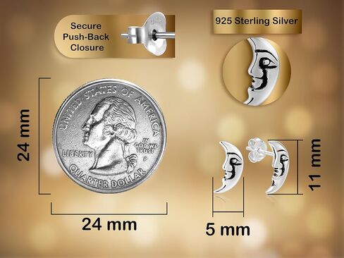 AeraVida Modern Trendy Celestial Sun and Moon .925 Sterling Silver Post Stud Earrings | Casual Sterling Silver Stud Earring for Women | Jewelry Gift for All Occasions in Kuwait