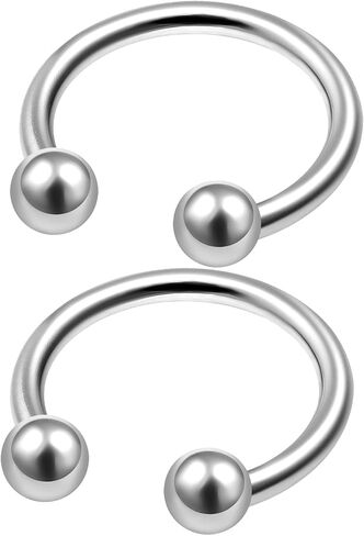 MATIGA 2Pcs Surgical Steel 16 gauge horseshoe earrings Piercing Jewelry Tragus Helix Nose Septum Cartilage 3mm Ball More Choices in Kuwait