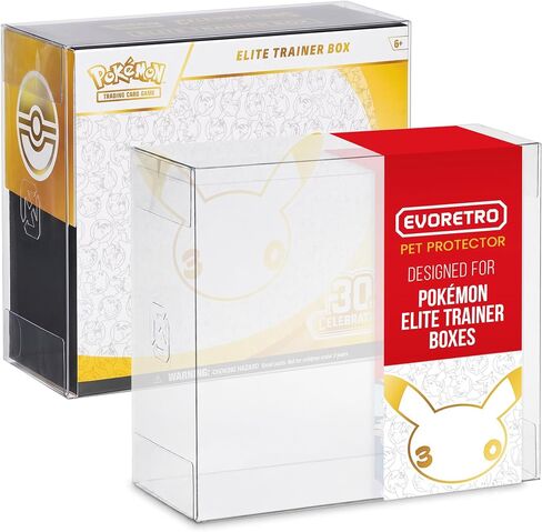 EVORETRO Elite Trainer Box Protective Case - Soft Crease, Archival Grade, 0.50mm Thick Clear Plastic PET Display Box Protector Compatible with Pokemon ETB Box, Practical Storage Case - TCG Collectors in Kuwait