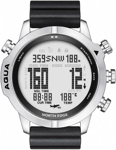 NORTH EDGE Digital Dive Watch - Dive Computer Watches for Men, Scuba Diving Watches - Men's Wrist Watches with Compass, Altimeter, Barometer, Pedometer (Model: Aqua) in Kuwait