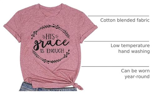 His Grace is Enough Tshirt Women Cute Jesus Christian Faith Shirts Cotton Graphic Tops Blouse in Kuwait