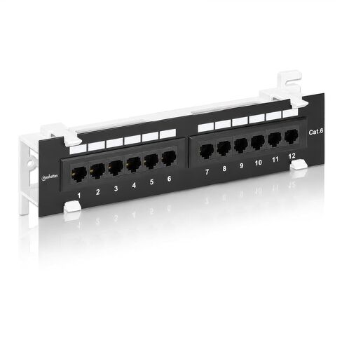 Manhattan 12-Port Network Patch Panel Cat-6 – UL Listed - Wall Mount with 89D Bracket - Installer Grade 3µ Gold Plated Contacts - Lifetime Mfg Warranty 720779 in Kuwait