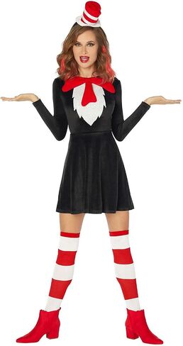 Spirit Halloween Dr. Suess Adult The Cat in the Hat Costume | Officially Licensed | Group Costume | Dr. Suess Cosplay in Kuwait