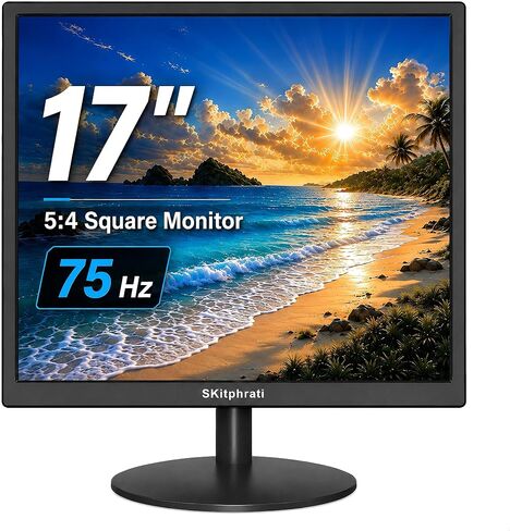 SKitphrati 17" HDMI Monitor Square Monitor PC Monitor LED Monitor 1280 X 1024 with 45% sRGB Color Correction and 4:3 Aspect Ratio, 60 Hz, 5Ms, VESA Mountable, VGA, HDMI, TN Panel in Kuwait