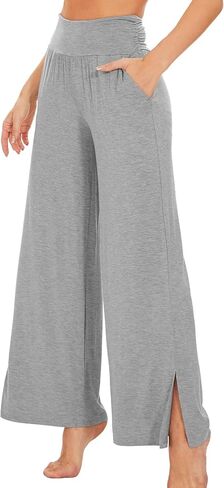 WiWi Womens Bamboo Viscose Lounge Pants Soft Wide Leg Pajama Bottoms Palazzo Yoga Pant Casual Pj Bottom S-XXL in Kuwait