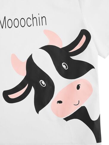WDIRARA Women's 3 Pieces Sleepwear Cartoon Cow Print Top and Shorts with Pants Pajama Set in Kuwait