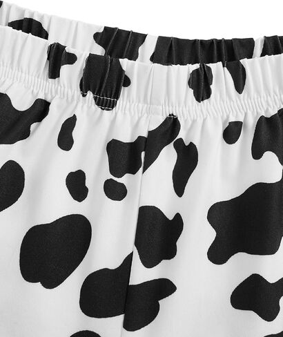 WDIRARA Women's 3 Pieces Sleepwear Cartoon Cow Print Top and Shorts with Pants Pajama Set in Kuwait