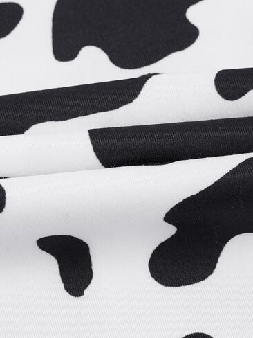 WDIRARA Women's 3 Pieces Sleepwear Cartoon Cow Print Top and Shorts with Pants Pajama Set in Kuwait
