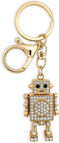 Evenchae Articulated Robot Keychain - Rhinestones, Filigree Back, Drawstring Gift Bag - 4.75" Long - Arms & Legs Move in Kuwait
