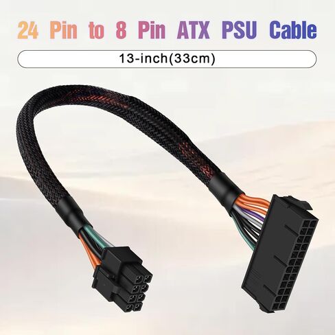 YEZriler 24 Pin to 8 Pin ATX PSU Power Adapter Sleeved Cable for DELL Optiplex 3020 5040 7020 9020 Precision T1700 13-inch(33cm) in Kuwait