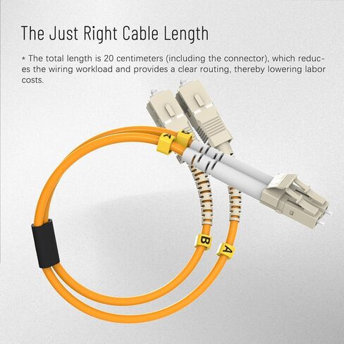 Karono Fiber Optic Adapter, LC to SC Adapter Cable, Multimode 62.5/125 Duplex, Hybrid Connector Coupler Converter Dongle, Male & Female Mutual Transfer Fiber Optic Cable(1 ft.) in Kuwait