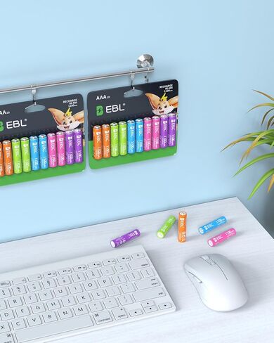 بطاريات AAA قابلة لإعادة الشحن من EBL، 10 عبوات، بطارية NiMH 1.2 فولت مشحونة مسبقًا ثلاثية A 1100 مللي أمبير في الساعة in Kuwait