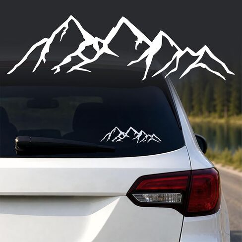 Mountain Decal Vinyl Car Sticker | White 8" Die Cut Vehicle Window Graphic, Bumper Stickers | Van Accessories, Camping Hiking Gift Ideas | Waterproof Exterior Grade Automotive Vinyl in Kuwait
