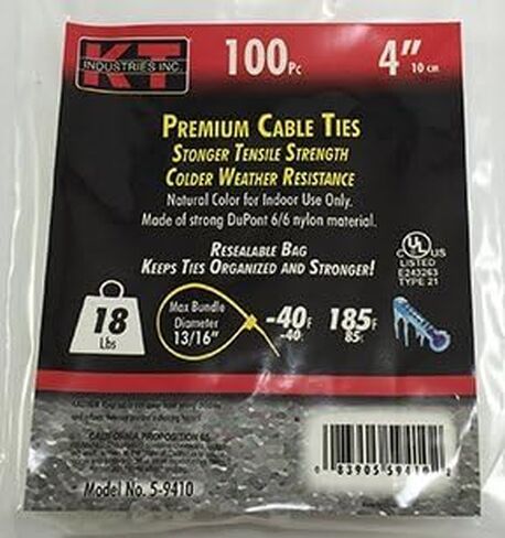 K-T Industries 2745285 5-9416 4-Inch Cable Ties, Ultra Light Duty, Red, 100-Pack in Kuwait