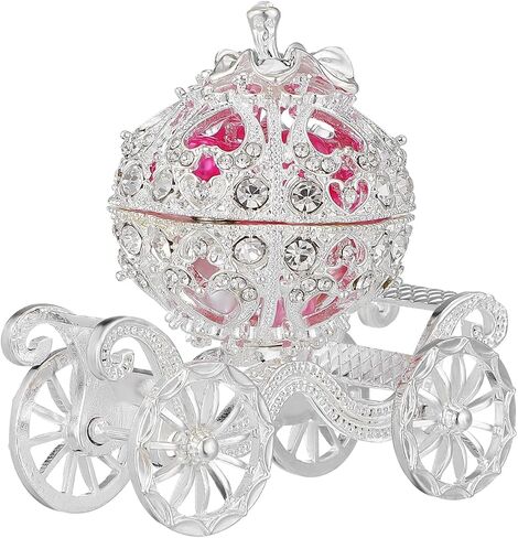 IMIKEYA Silver Rhinestone Jewelry Box: Crystal Pumpkin Carriage Trinket Boxes Silver jewelry box Decorative Jewelry Display Ring Holder Jewellery Gift Box for Wedding Christmas Decor in Kuwait