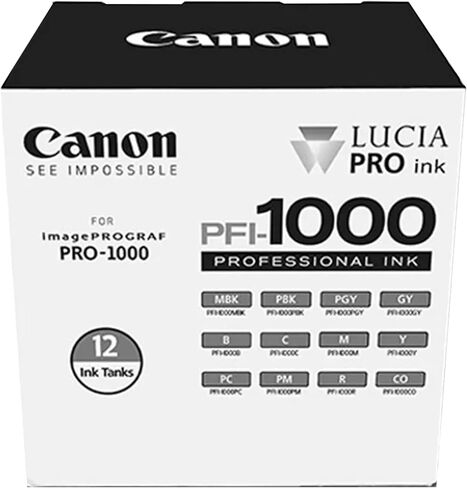 Canon PFI-1000 Genuine Twelve Ink Pack, Compatible with Compatible with ImagePROGRAF PRO-1000 Printers in Kuwait