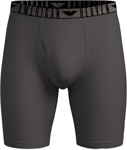AMERICAN HEAVEN Men's Knee Length Boxer Briefs | Ultra Soft -Stretch Base Layer Boxer Brief with Fly-Pack of 6 in Kuwait