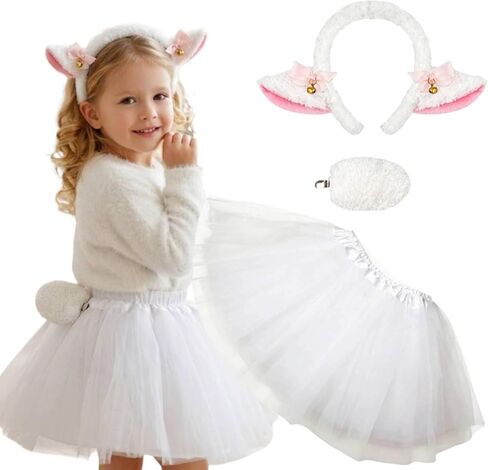 Kirei Sui Kids Animal White Sheep Ears Headband Bowtie Tail & Tutu Costume in Kuwait