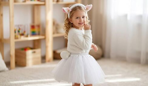 Kirei Sui Kids Animal White Sheep Ears Headband Bowtie Tail & Tutu Costume in Kuwait