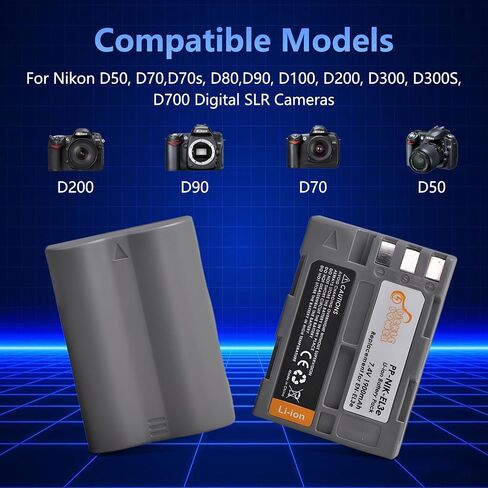 EN-EL3E EN-EL3 EN-EL3A Battery and LED Dual Charger Compatible with Nikon D50 D70 D70s D80 D90 D100 D200 D300 D300S D700 Digital SLR Cameras in Kuwait