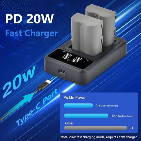 EN-EL3E EN-EL3 EN-EL3A Battery and LED Dual Charger Compatible with Nikon D50 D70 D70s D80 D90 D100 D200 D300 D300S D700 Digital SLR Cameras in Kuwait
