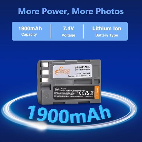 EN-EL3E EN-EL3 EN-EL3A Battery and LED Dual Charger Compatible with Nikon D50 D70 D70s D80 D90 D100 D200 D300 D300S D700 Digital SLR Cameras in Kuwait