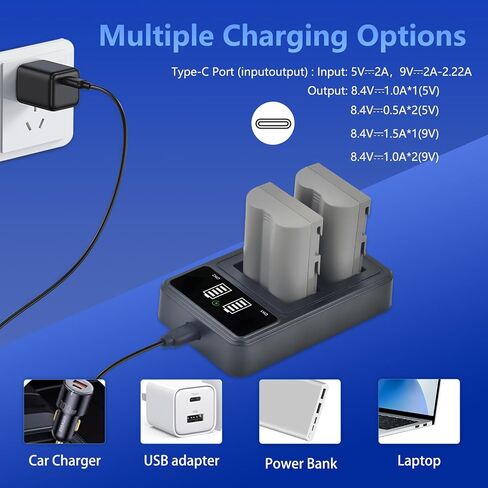EN-EL3E EN-EL3 EN-EL3A Battery and LED Dual Charger Compatible with Nikon D50 D70 D70s D80 D90 D100 D200 D300 D300S D700 Digital SLR Cameras in Kuwait