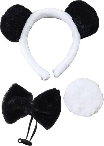 Kirei Sui Kids White Panda Headband Bowtie Tail 3pcs Costume in Kuwait