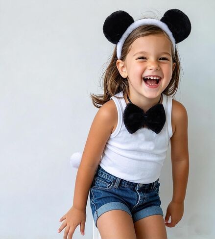 Kirei Sui Kids White Panda Headband Bowtie Tail 3pcs Costume in Kuwait