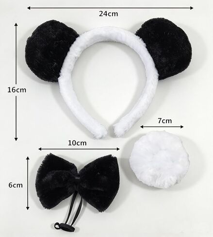 Kirei Sui Kids White Panda Headband Bowtie Tail 3pcs Costume in Kuwait