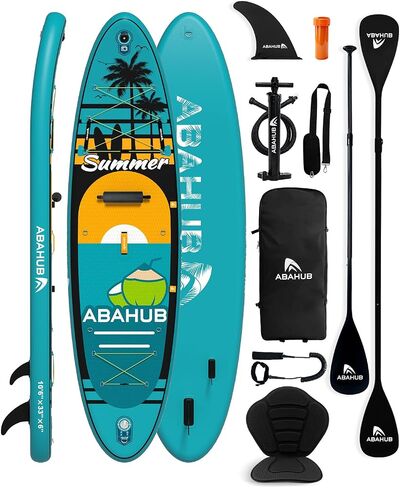 Abahub Inflatable SUP, Wide 10'6" x 31"/34" x 10'6" iSUP, Blue Standup Paddleboard with Adjustable SUP Kayak Paddle, for Yoga, Paddle Board, Kayaking, Surf, Canoe, Fishing in Kuwait