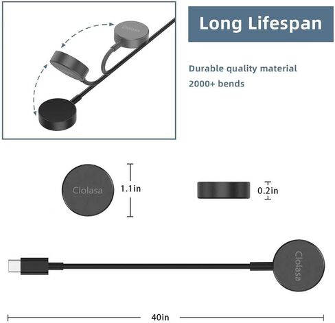 Watch Charger Compatible for Samsung Galaxy Watch 8/8 Classic/7/Ultra/6/6 Classic/5/5 Pro/4/4 Classic/3/Active2/Active 1,USB-C 3.3FT Magnetic Replacement Charging Cable Cord for Galaxy Watch in Kuwait