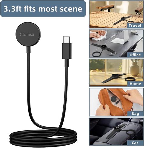 Watch Charger Compatible for Samsung Galaxy Watch 8/8 Classic/7/Ultra/6/6 Classic/5/5 Pro/4/4 Classic/3/Active2/Active 1,USB-C 3.3FT Magnetic Replacement Charging Cable Cord for Galaxy Watch in Kuwait