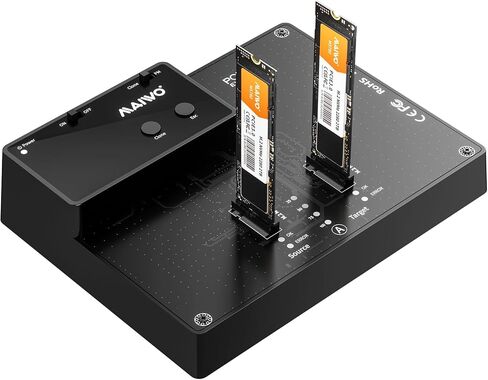 Dual Bay NVMe Docking Station, MAIWO M.2 Duplicator with NVMe Clone(Max 10Gbps),M.2 Dock with LED Indicator Light,Automatically Sleep in Kuwait