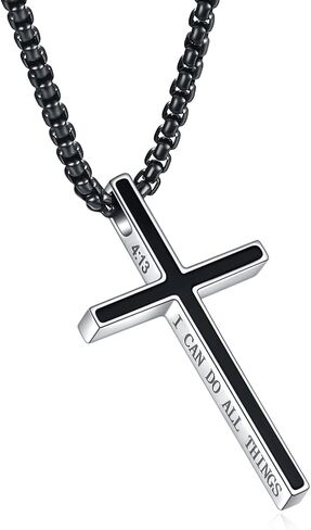 Rnivida Philippians 4:13 Cross Pendant Necklace, I CAN DO ALL THINGS Bible Verse Stainless Steel Necklace Confirmation Jewelry Gifts in Kuwait