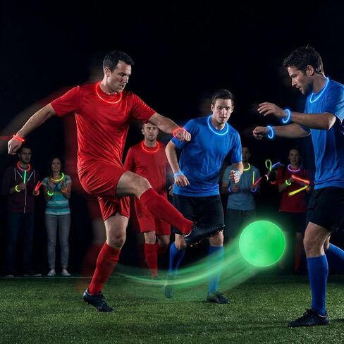Hiboom Glow in The Dark 10 Inches Sports Kickball Set Includes 6 Pcs Dodgeball Playground Ball Air Pump 100 Glow Sticks Net Bag for Adults Playground School Backyard Game Outdoor Indoor Games in Kuwait