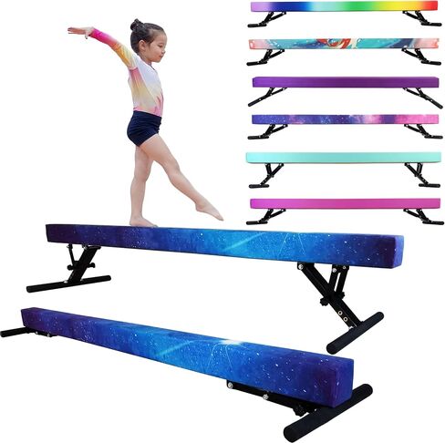 Seliyoo Adjustable Balance Beam for Kids, 8FT Gymnastics Beam with Anti-Slip Legs, High and Low Floor Beam for All Gymnastics Levels, Professional Gymnastic Equipment for Home, Gym Center in Kuwait