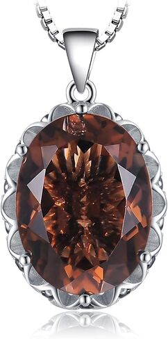 JewelryPalace Huge 8.5ct Oval Shape Natural Smoky Quartz Pendant Necklace for Women, 925 Sterling Silver Necklace for Her, Genuine Gemstone Jewelry sets 18 Inches Chain in Kuwait