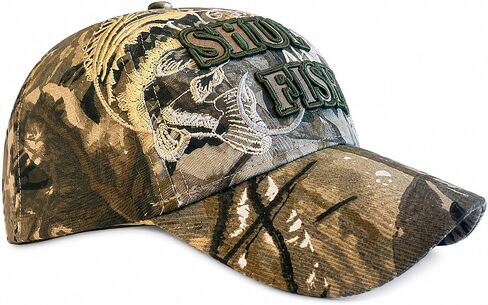 Artisan Owl Shut Up and Fish Funny Fishing Hat - Fisherman Embroidered Cap in Kuwait
