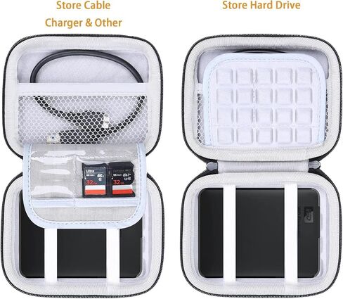 Co2Crea Hard EVA Shockproof Carrying Case Pouch Bag for Western Digital, Ultra Slim Essential Elements, Canvio, Samsung M3 Slimline, Passport - Black in Kuwait