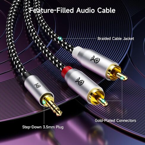 Cable Matters 2-Pack RCA to 3.5mm Stereo Audio Cable 3 Feet (RCA to Aux Cable, 3.5mm to RCA Cable, Aux to RCA Cable) in Black in Kuwait